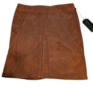 Mosaic & Co Brown Faux Suede Mini Skirt